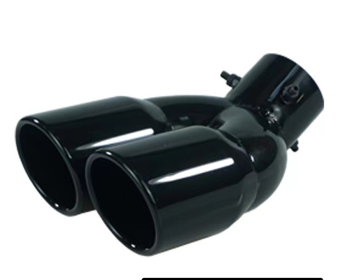 Black Painted Automotive Exhaust Tips Angle Cut Double Layer