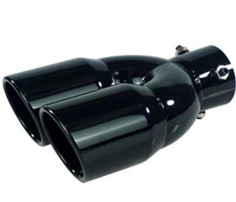 Black Painted Automotive Exhaust Tips Angle Cut Double Layer