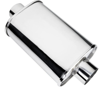 304 Stainless Muffler Mirror Polished 2.5" Inlet 3" Outlet
