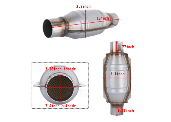 TWC 2.25'' Ceramic Coating Three Way Catalytic Converter Euro 2 3 4