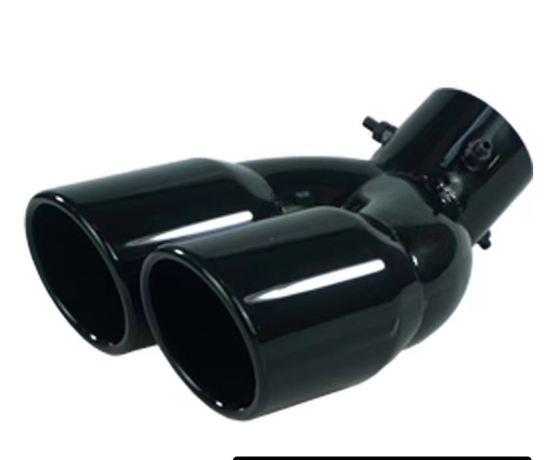 Black Painted Automotive Exhaust Tips Angle Cut Double Layer