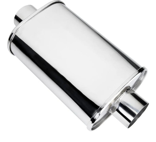 304 Stainless Muffler Mirror Polished 2.5" Inlet 3" Outlet